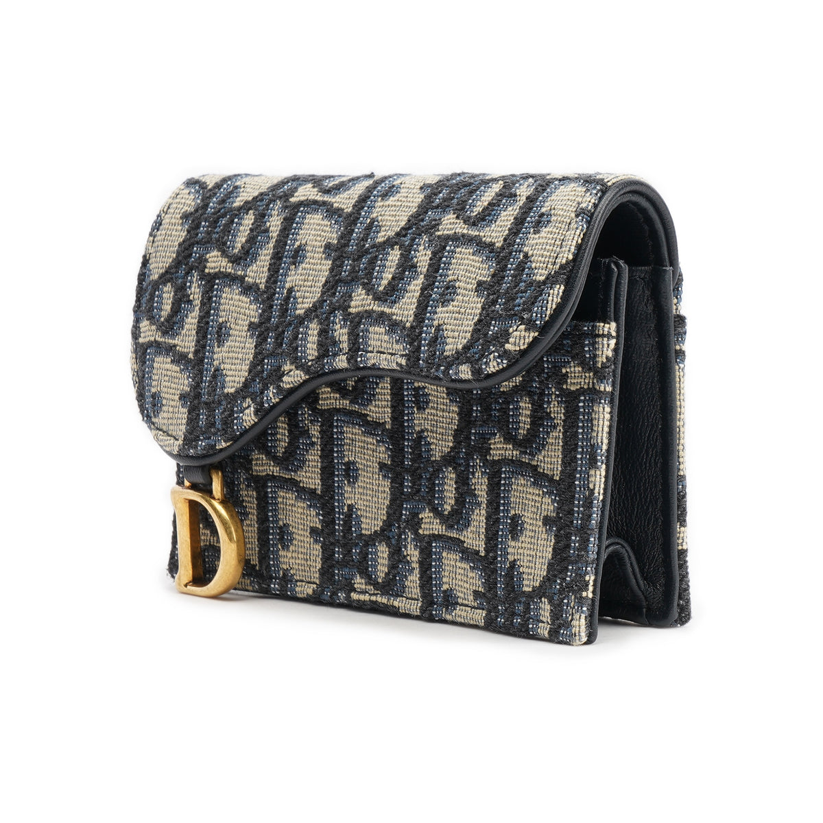 DIOR Saddle 2026 Qixi Small Embroidered Cotton Card Holder - Denim Blue - S5611