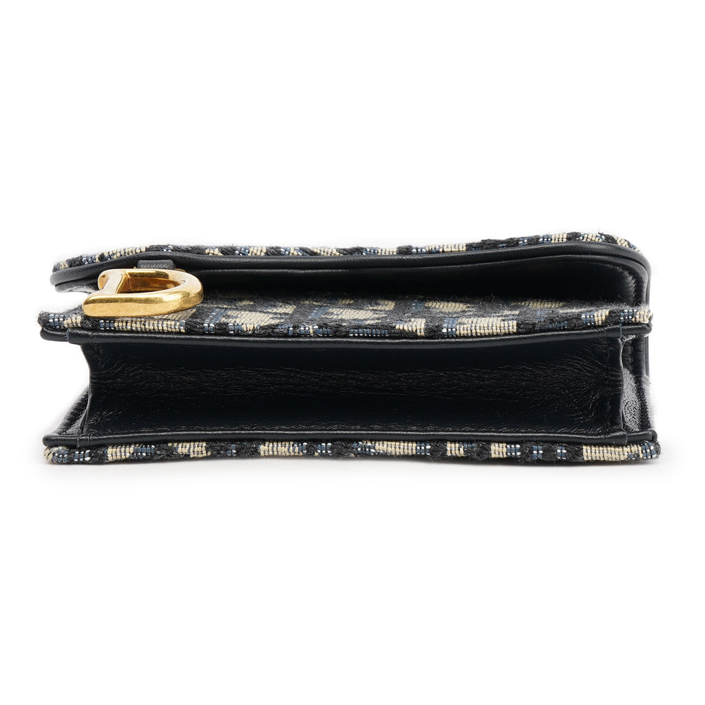 DIOR Saddle 2026 Qixi Small Embroidered Cotton Card Holder - Denim Blue - S5611