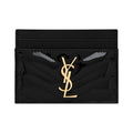 SAINT LAURENT Cassandre Quilted Patent Calfskin Card Holder - Black - 423291