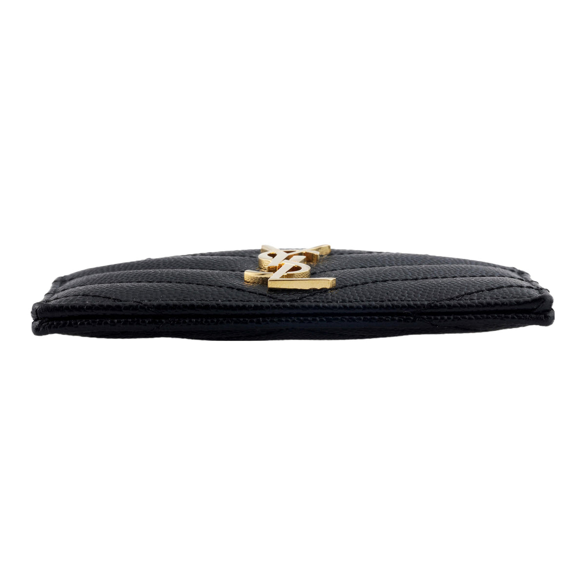 SAINT LAURENT Cassandre Quilted Grain-Embossed Leather Card Holder - Black - 423291