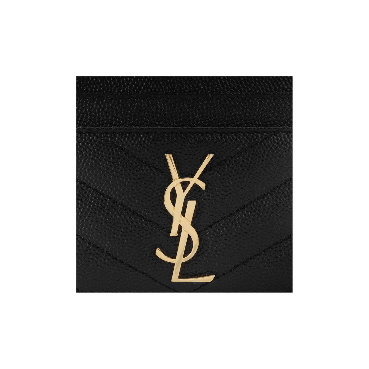 SAINT LAURENT Cassandre Quilted Grain-Embossed Leather Card Holder - Black - 423291
