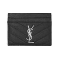 SAINT LAURENT Quilted Leather Card Holder with Silver-Tone Logo - Black - 423291