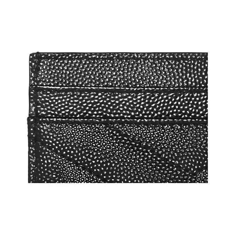 SAINT LAURENT Quilted Leather Card Holder with Silver-Tone Logo - Black - 423291