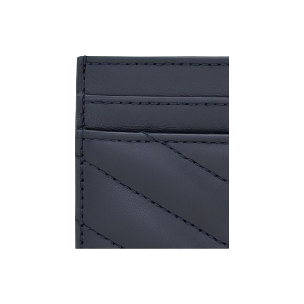 SAINT LAURENT Cassandre Quilted Lambskin Card Holder - Steel Blue