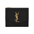 SAINT LAURENT Uptown Small Grain-Embossed Leather Wallet - Black - 582296
