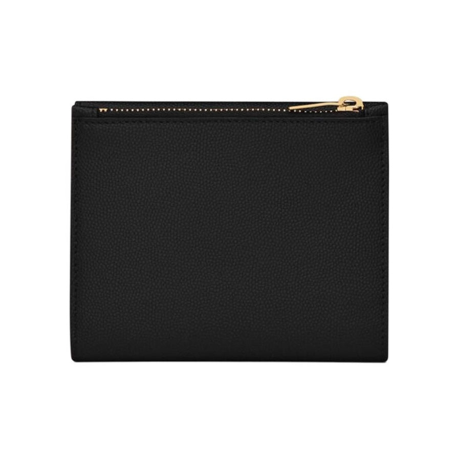 SAINT LAURENT Uptown Small Grain-Embossed Leather Wallet - Black - 582296