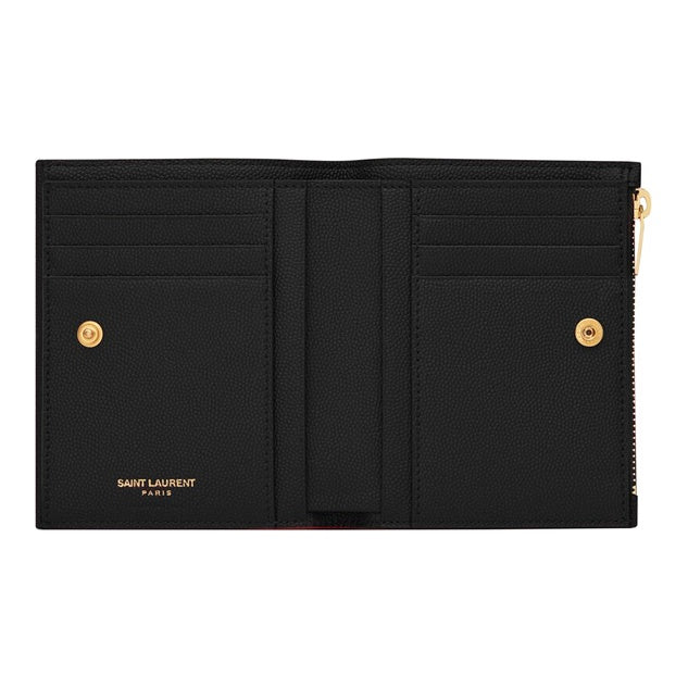 SAINT LAURENT Uptown Small Grain-Embossed Leather Wallet - Black - 582296