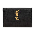 SAINT LAURENT Uptown Croc-Embossed Cowhide Leather Wallet - Black - 582305