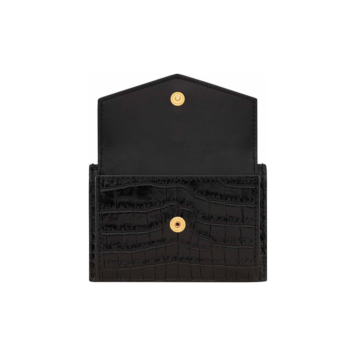 SAINT LAURENT Uptown Croc-Embossed Cowhide Leather Wallet - Black - 582305