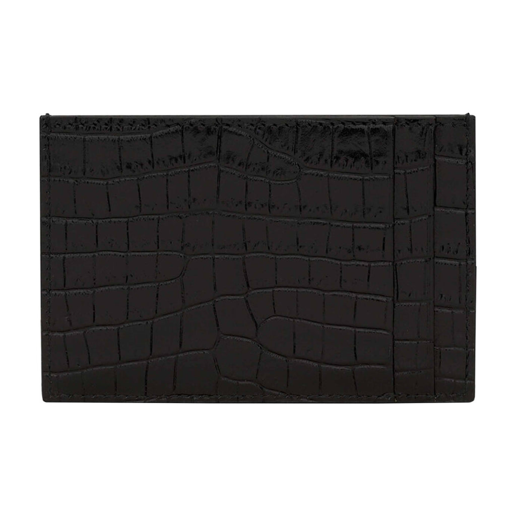 SAINT LAURENT Uptown Croc-Embossed Cowhide Leather Wallet - Black - 582305