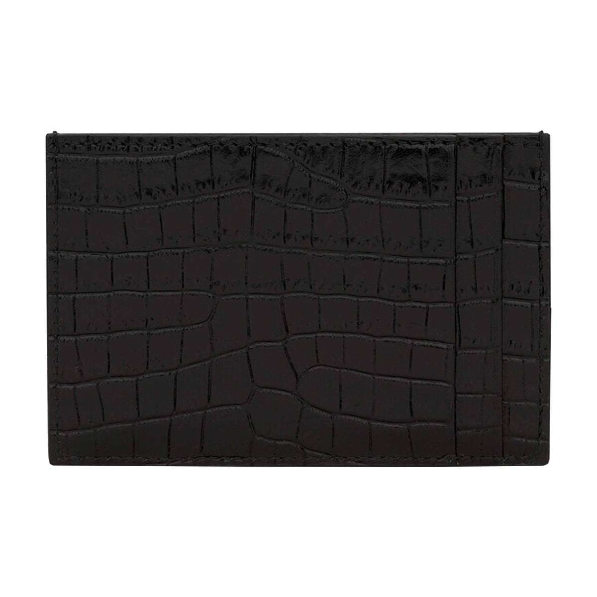 SAINT LAURENT Uptown Croc-Embossed Cowhide Leather Wallet - Black - 582305