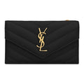 SAINT LAURENT Cassandre Quilted Grain-Embossed Cowhide Zip Coin Purse - Black - 6128085