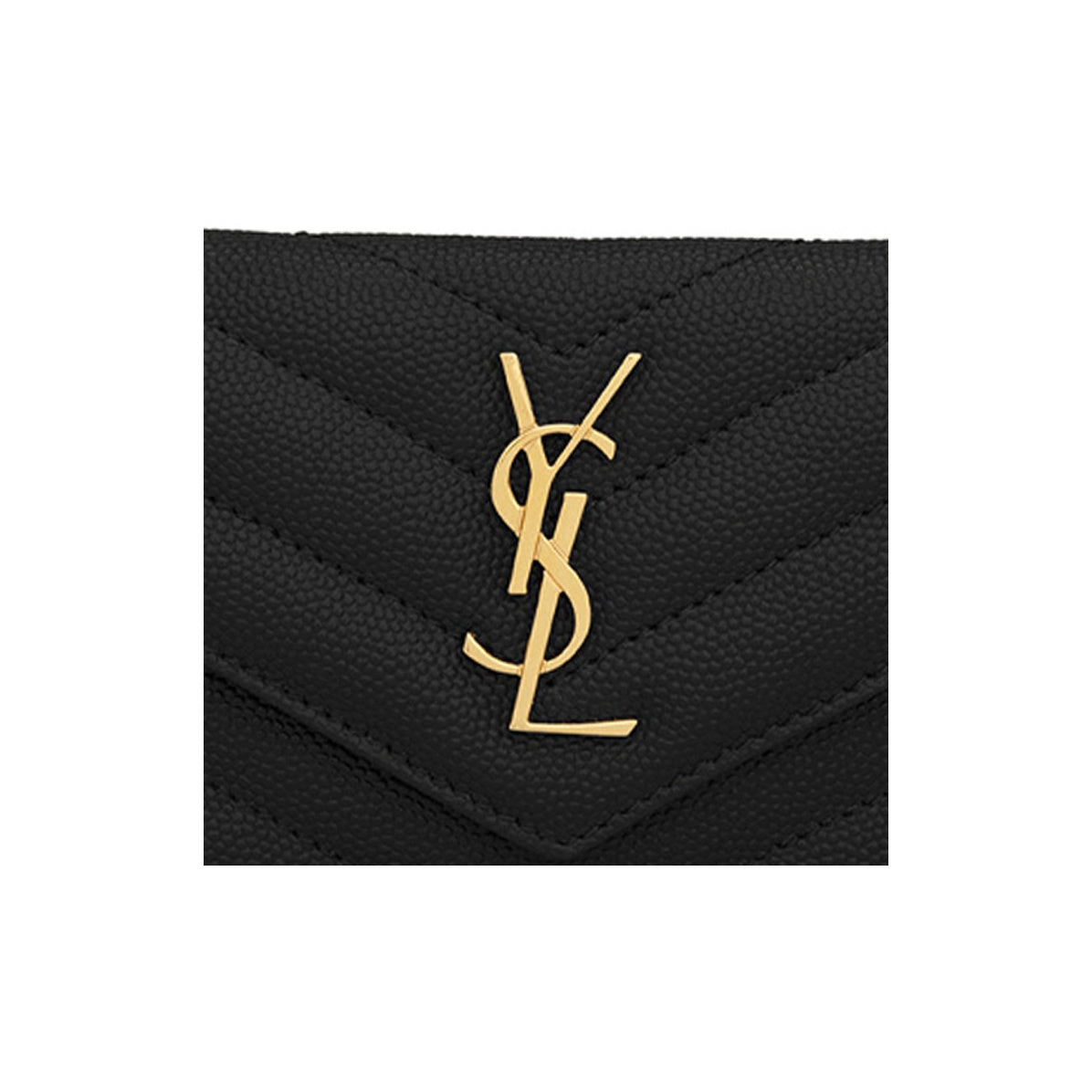 SAINT LAURENT Cassandre Quilted Grain-Embossed Cowhide Zip Coin Purse - Black - 6128085