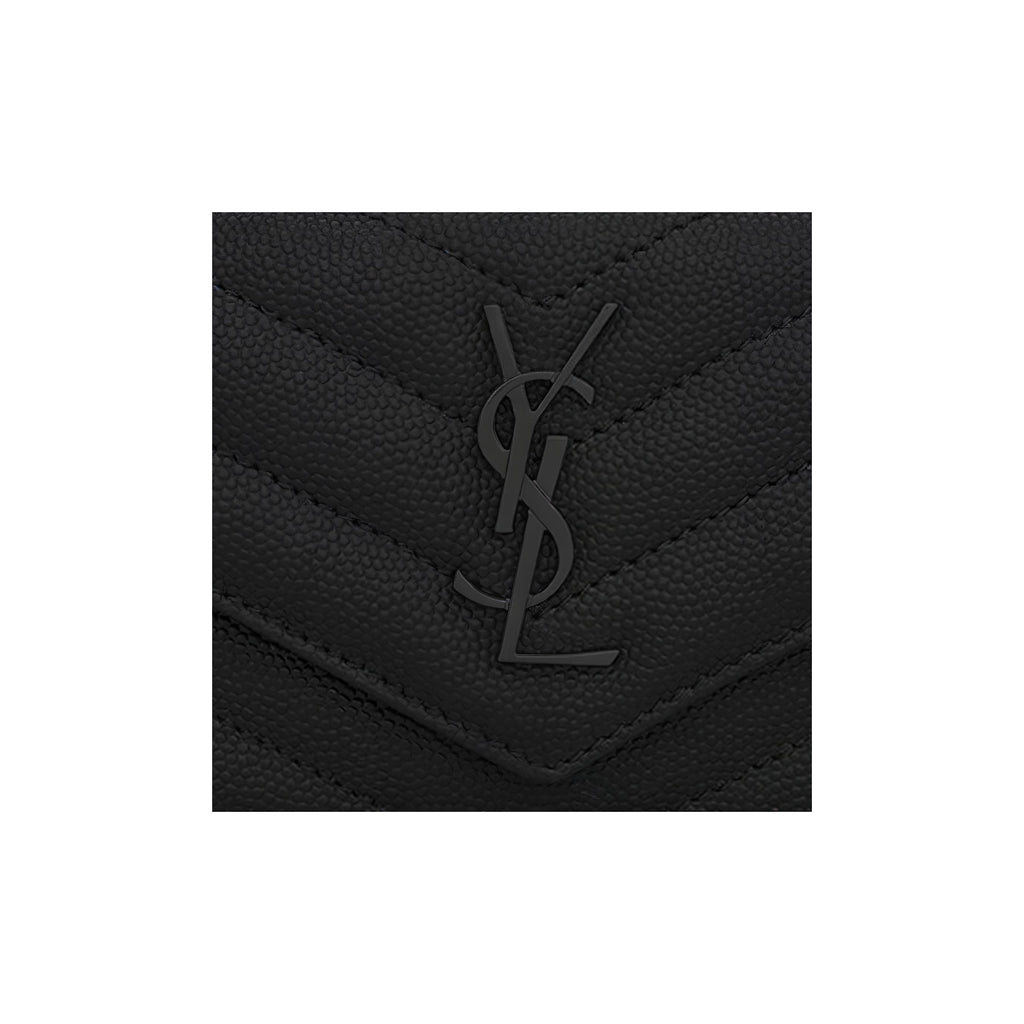 SAINT LAURENT Cassandre Monogram Quilted Leather Coin Purse - Black - 612808