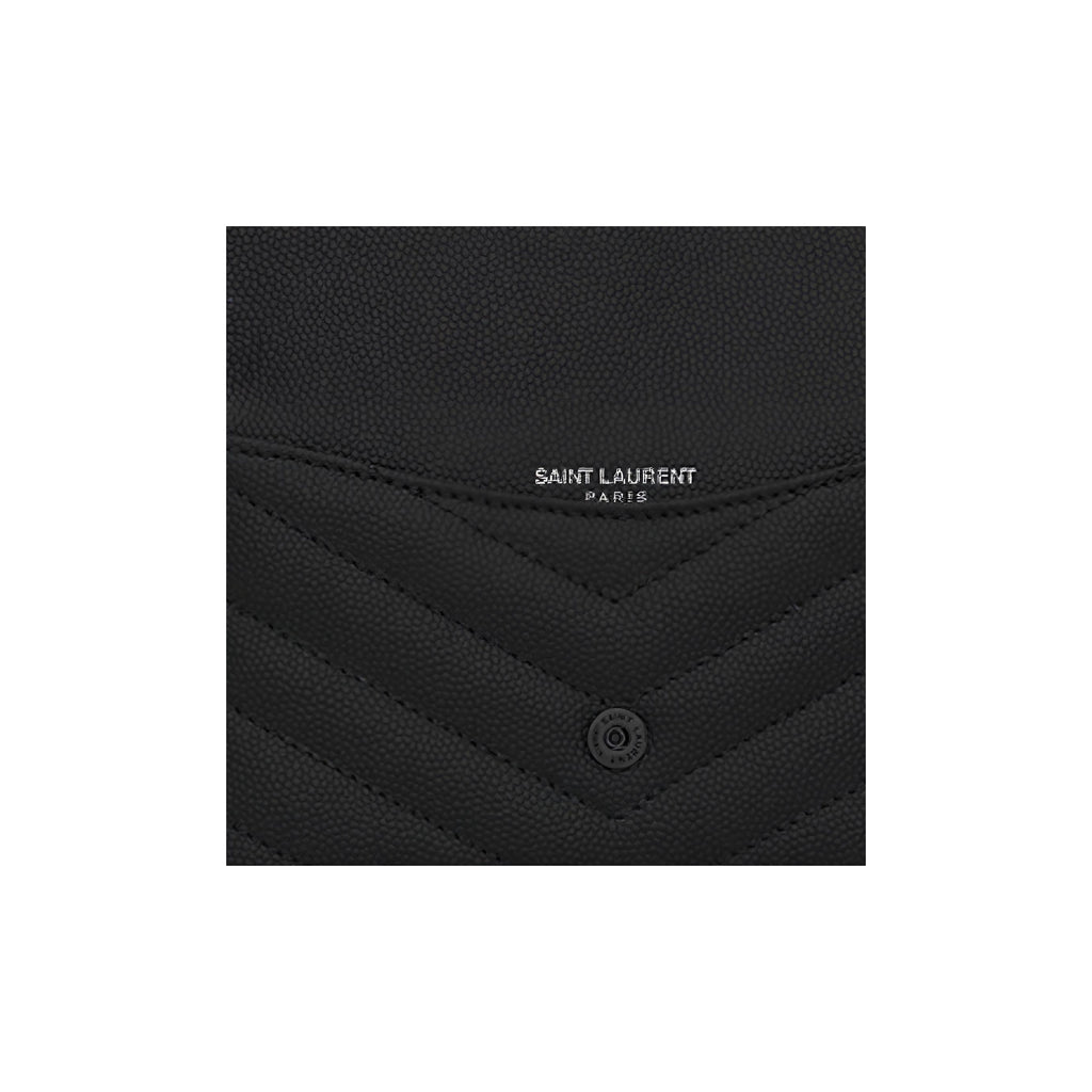 SAINT LAURENT Cassandre Monogram Quilted Leather Coin Purse - Black - 612808