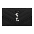 SAINT LAURENT Cassandre Quilted Leather Zip Coin Purse with Silver-Tone Logo - Black - 612808
