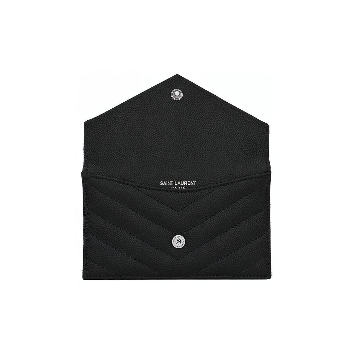 SAINT LAURENT Cassandre Quilted Leather Zip Coin Purse with Silver-Tone Logo - Black - 612808