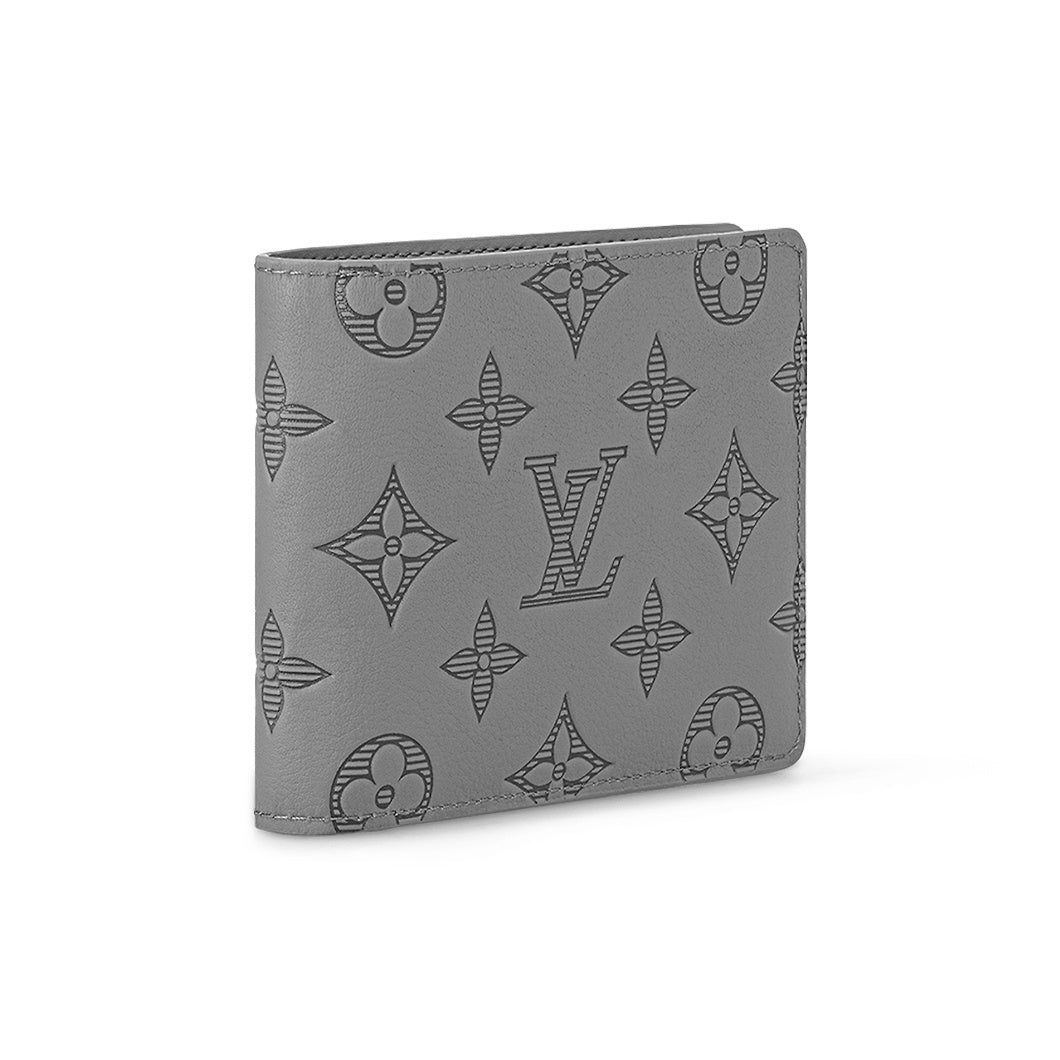 LOUIS VUITTON Signature Logo Print Cowhide Leather Wallet - Grey - M81383