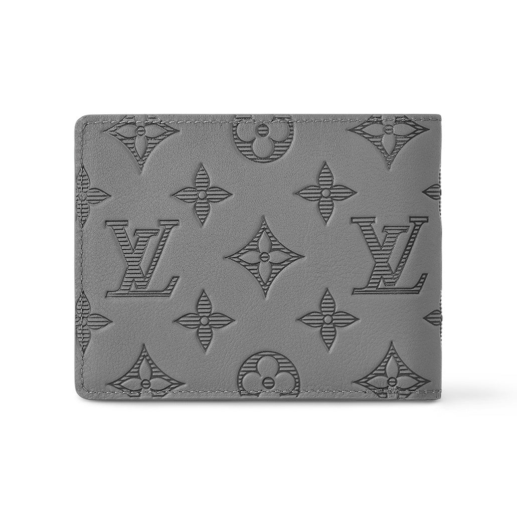LOUIS VUITTON Signature Logo Print Cowhide Leather Wallet - Grey - M81383