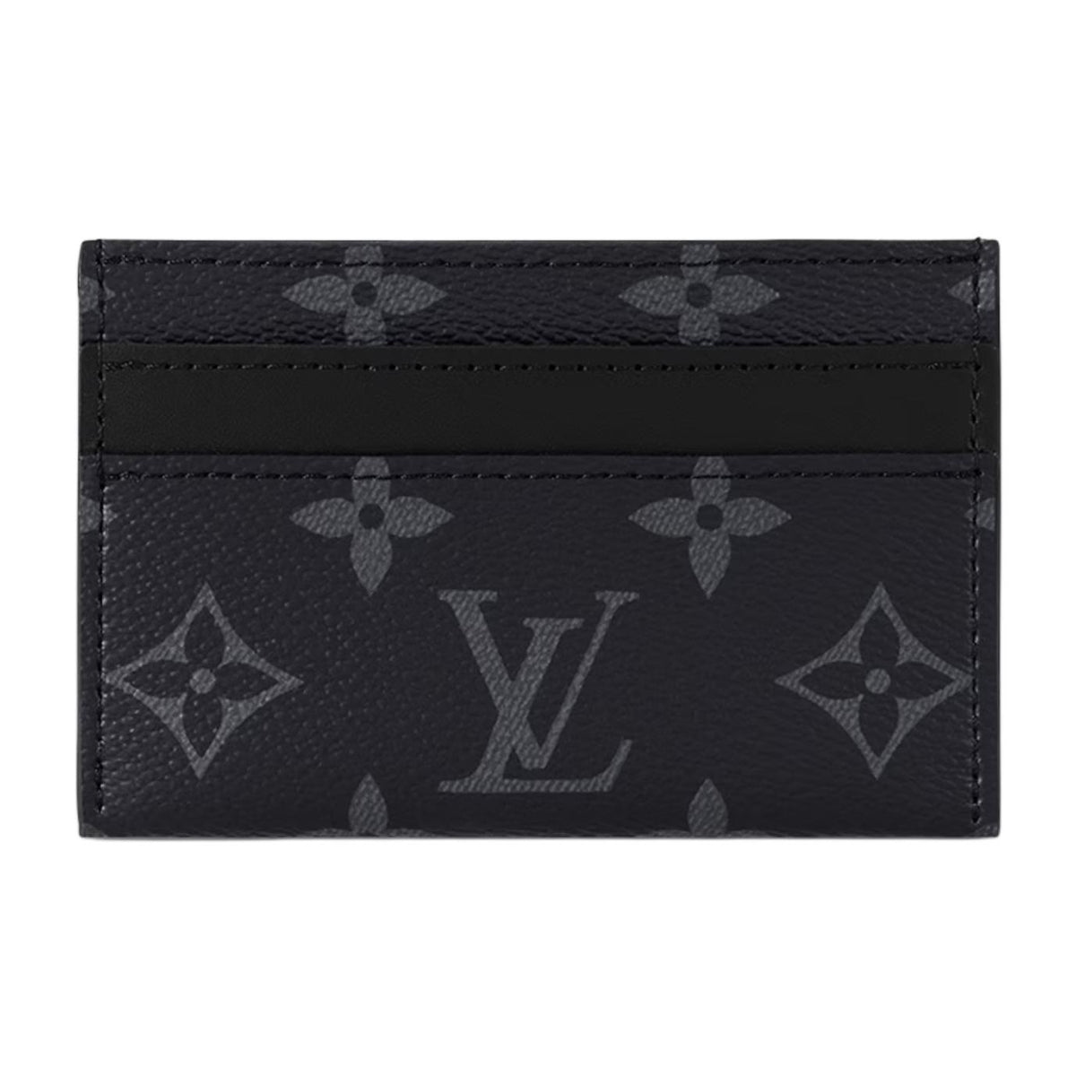 LOUIS VUITTON Porte Cartes Double Letter Print Coated Canvas Card Holder - Black - M62170