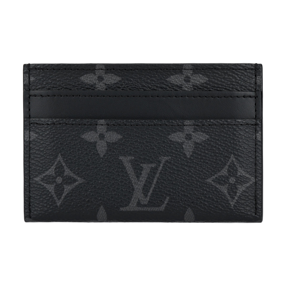 LOUIS VUITTON Porte Cartes Double Letter Print Coated Canvas Card Holder - Black - M62170