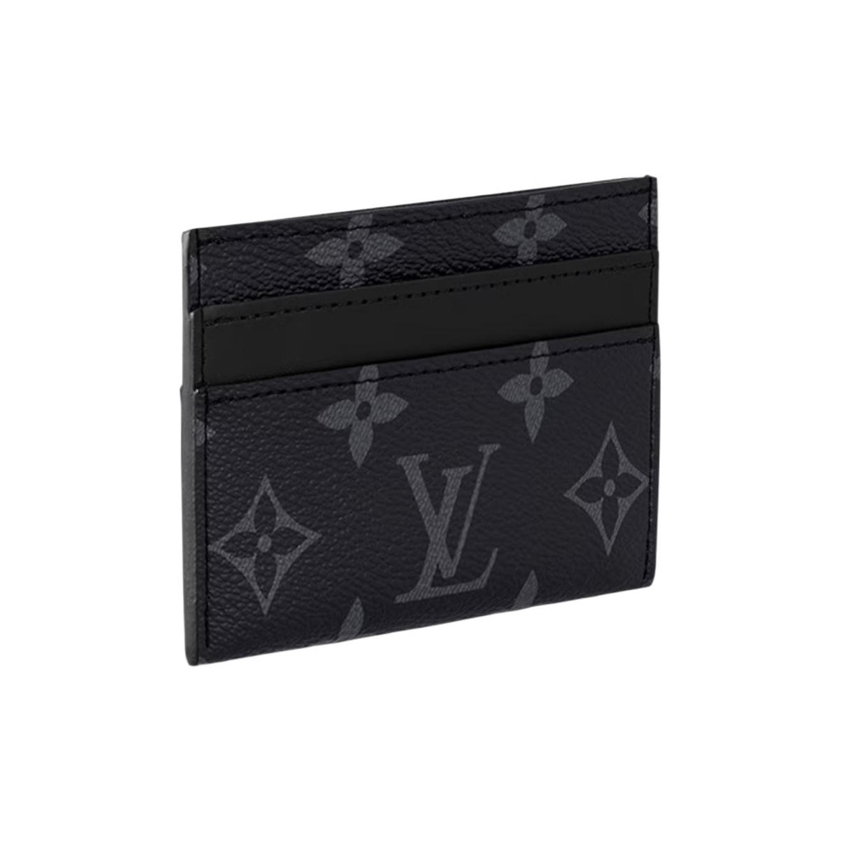 LOUIS VUITTON Porte Cartes Double Letter Print Coated Canvas Card Holder - Black - M62170