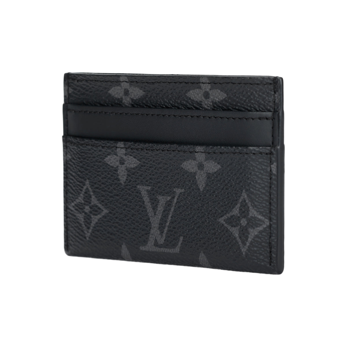 LOUIS VUITTON Porte Cartes Double Letter Print Coated Canvas Card Holder - Black - M62170