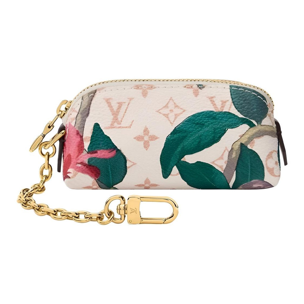 LOUIS VUITTON Lipstick Floral Coated Canvas Cosmetic Pouch - White/Green - M29398