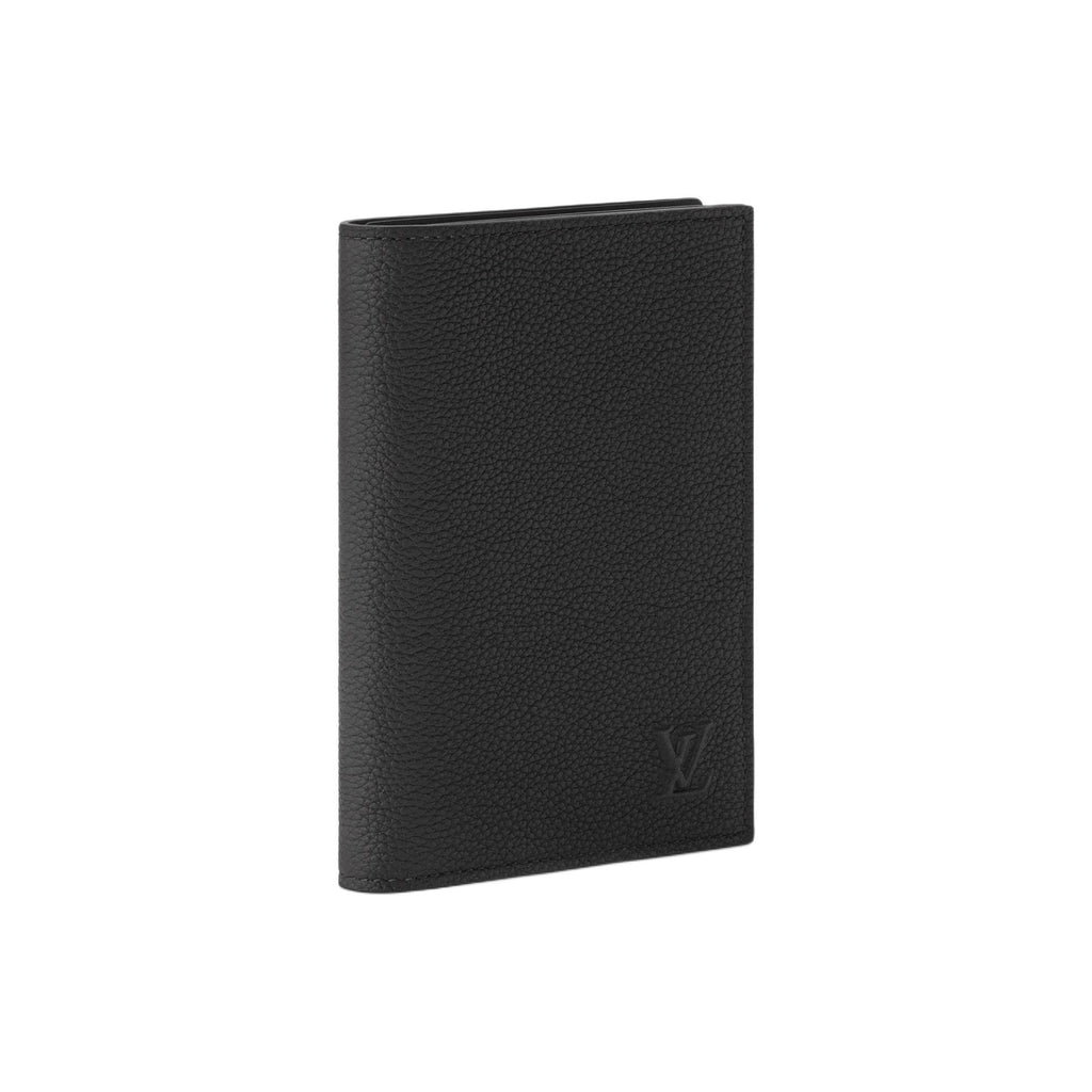 LOUIS VUITTON Embossed Logo Waxed Cowhide Passport Holder - Black - M2A176