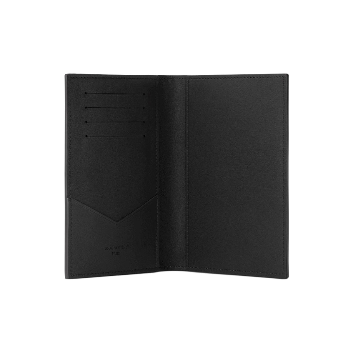 LOUIS VUITTON Embossed Logo Waxed Cowhide Passport Holder - Black - M2A176