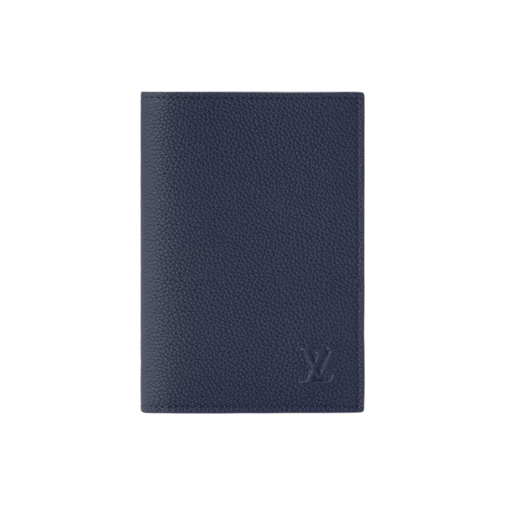 LOUIS VUITTON Classic Logo Waxed Calfskin Passport Holder - Navy Blue - M2A178