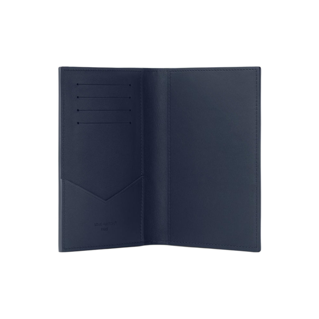 LOUIS VUITTON Classic Logo Waxed Calfskin Passport Holder - Navy Blue - M2A178
