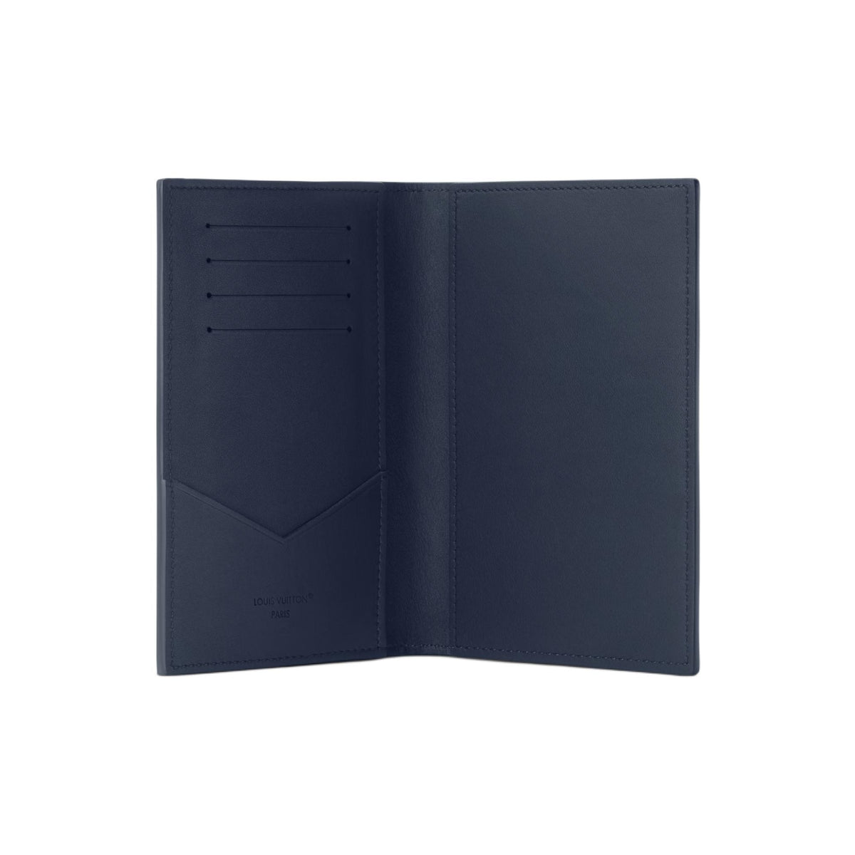 LOUIS VUITTON Classic Logo Waxed Calfskin Passport Holder - Navy Blue - M2A178