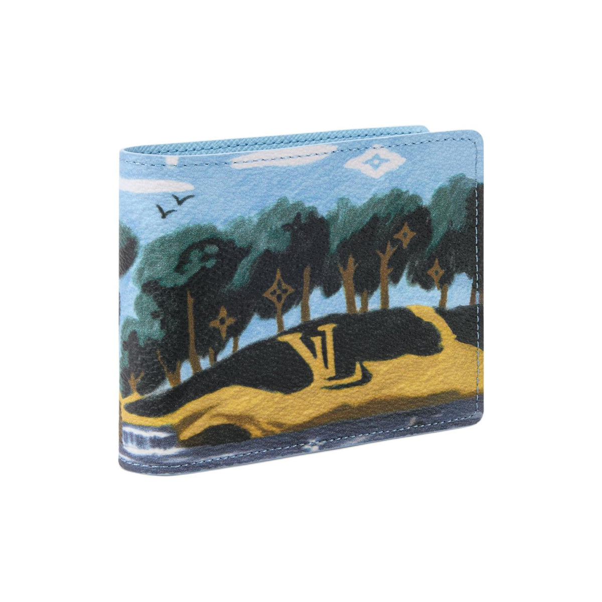 LOUIS VUITTON Slender Island Illustration Canvas and Faux Leather Wallet - Blue - M29742