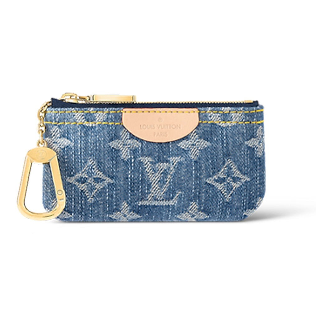 LOUIS VUITTON Letter Logo Denim Zip Coin Purse - Denim Blue - M82961
