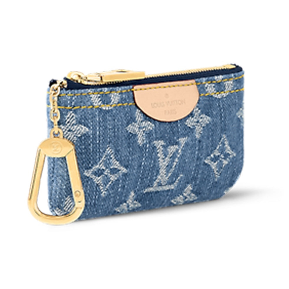 LOUIS VUITTON Letter Logo Denim Zip Coin Purse - Denim Blue - M82961