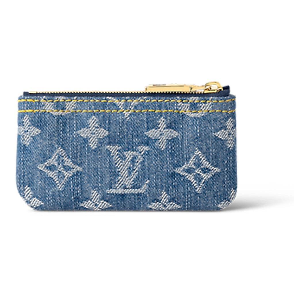 LOUIS VUITTON Letter Logo Denim Zip Coin Purse - Denim Blue - M82961