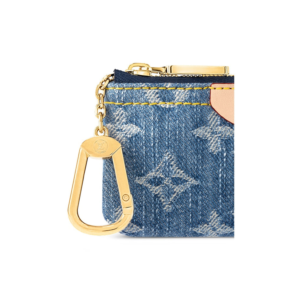 LOUIS VUITTON Letter Logo Denim Zip Coin Purse - Denim Blue - M82961