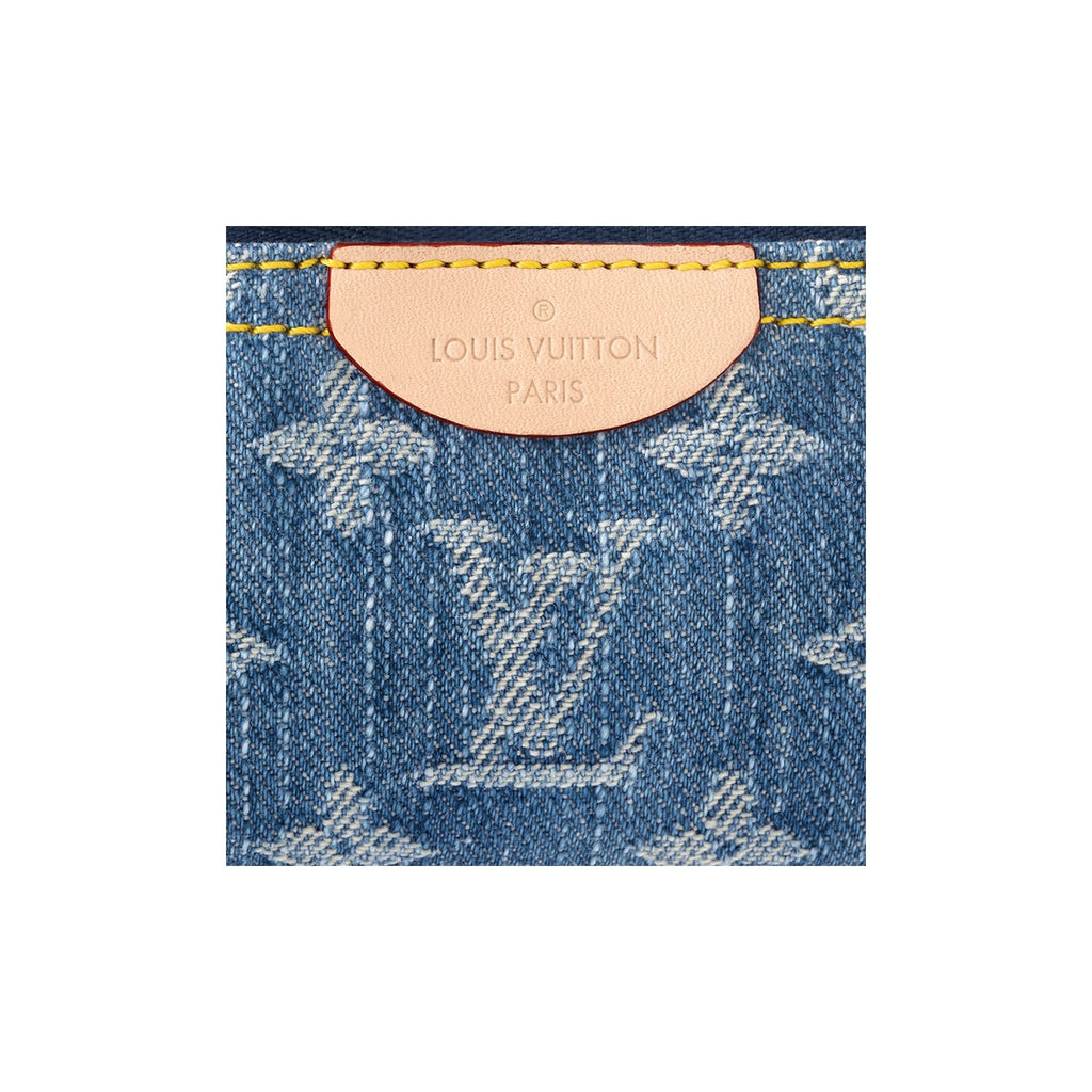 LOUIS VUITTON Letter Logo Denim Zip Coin Purse - Denim Blue - M82961