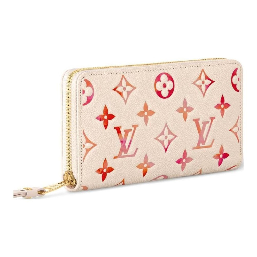 LOUIS VUITTON Zippy Letter-Embossed Leather Zip Wallet - Pink/Beige - M83505