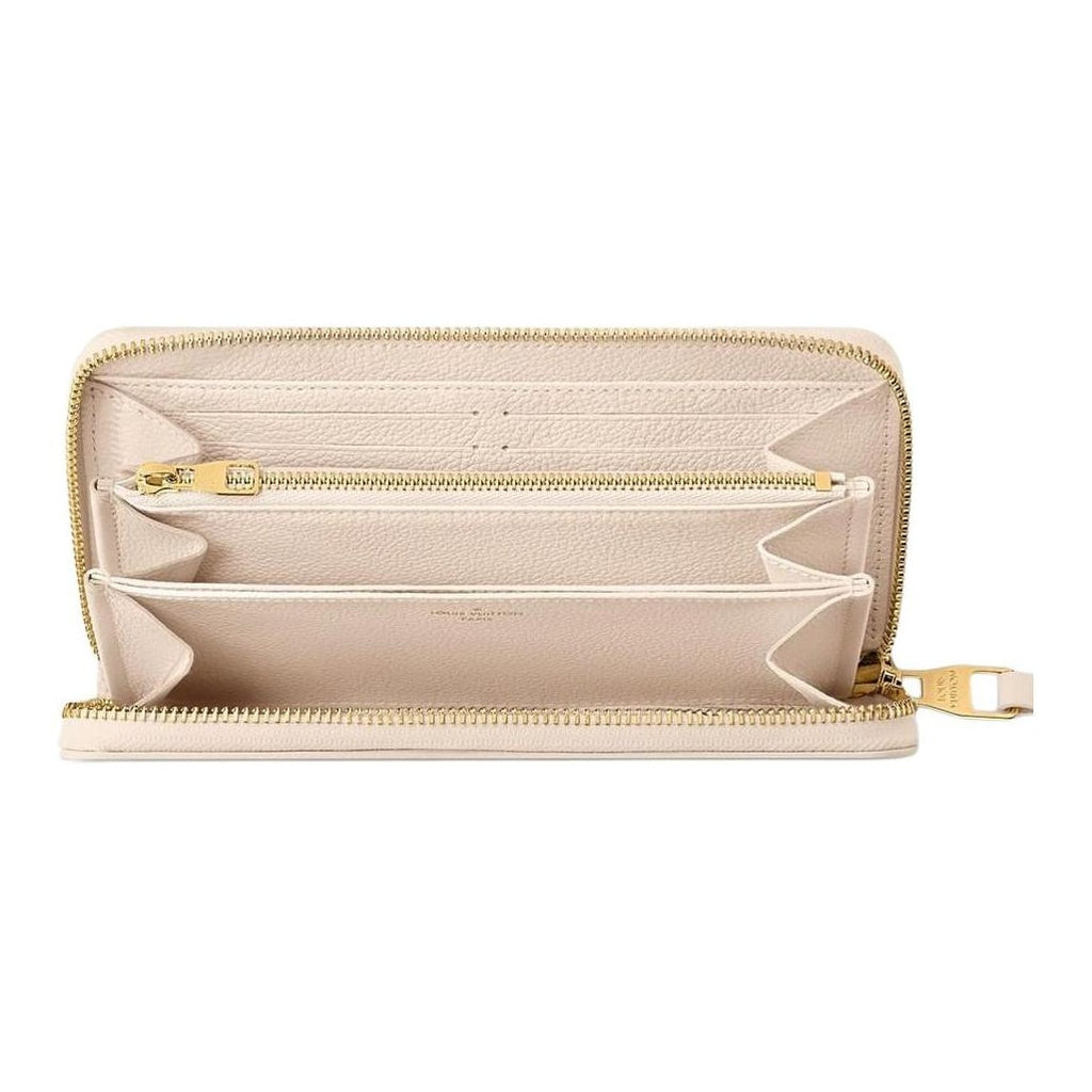 LOUIS VUITTON Zippy Letter-Embossed Leather Zip Wallet - Pink/Beige - M83505