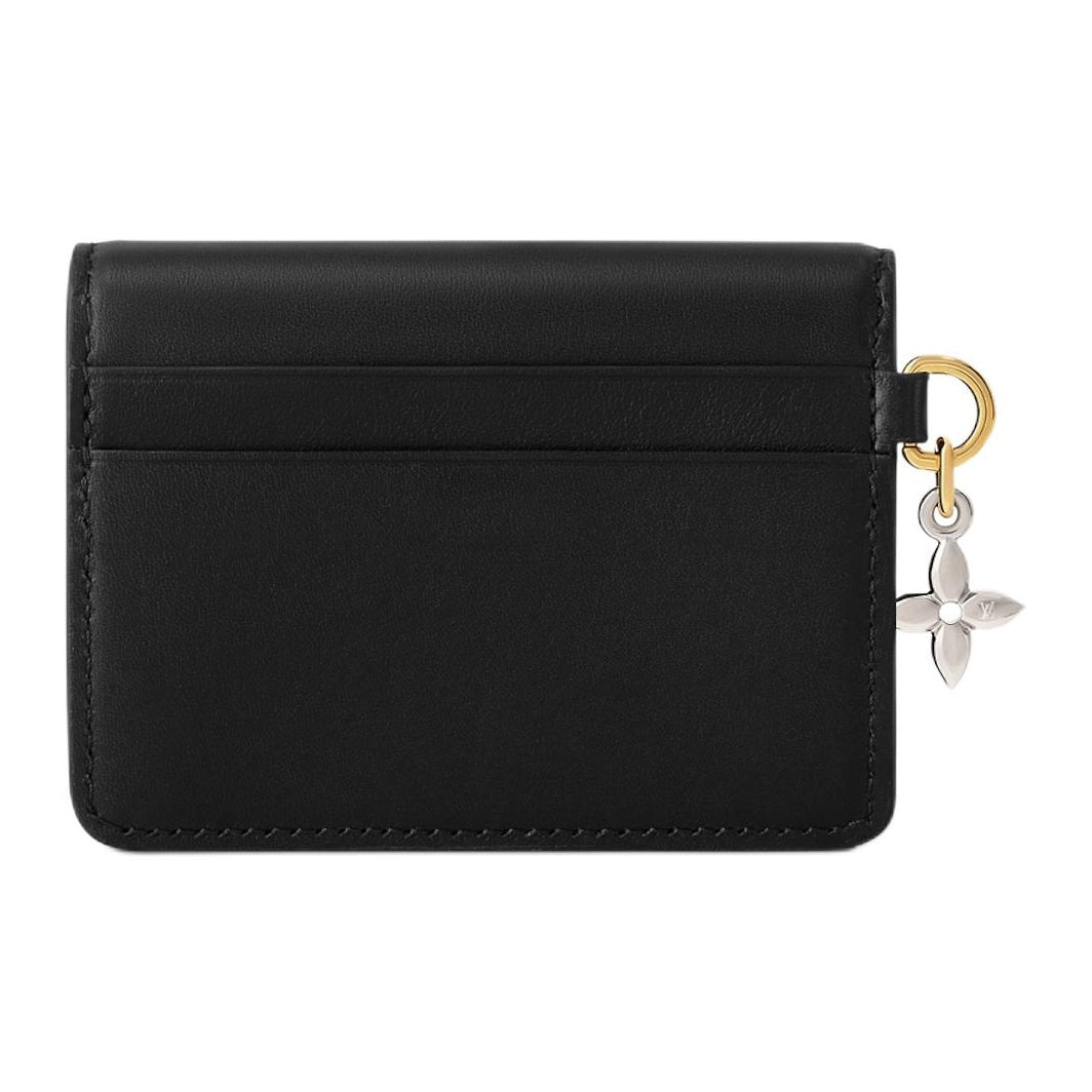 LOUIS VUITTON Recto Verso Tiny Bloom Calfskin Card Holder - Black - M14626