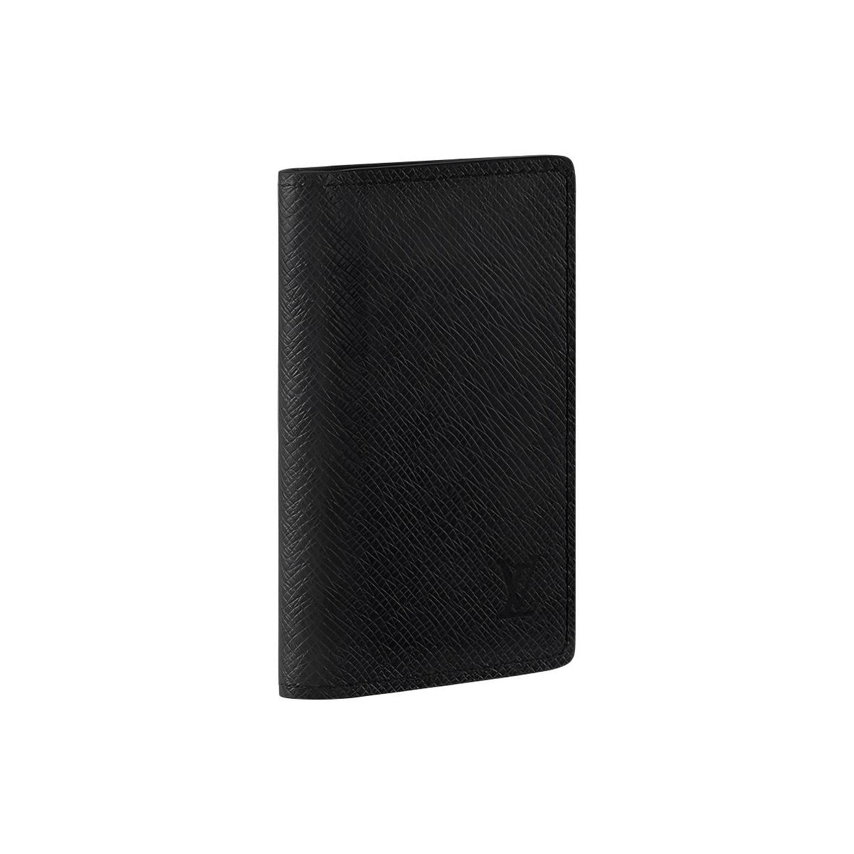 LOUIS VUITTON Pocket Organizer Men's Black Taiga Leather Card Holder M30537