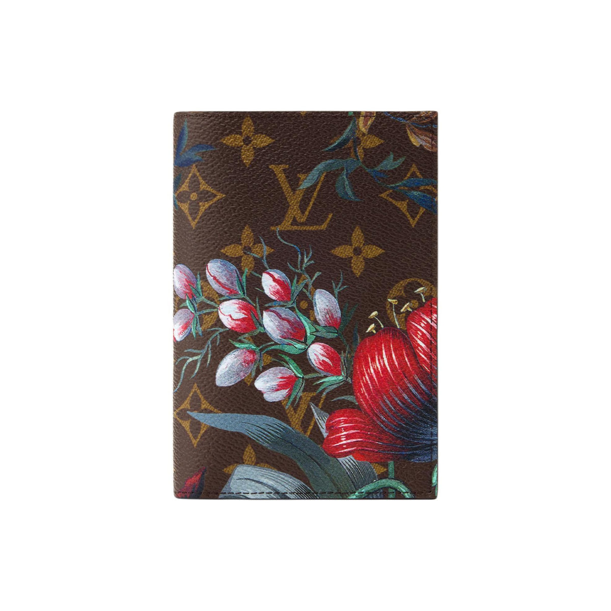 LOUIS VUITTON Monogram Floral Faux Leather Passport Holder in Brown - M29397