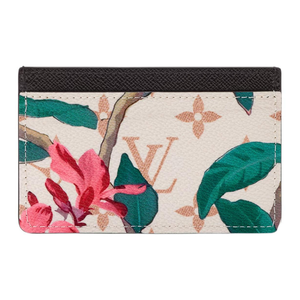 LOUIS VUITTON Floral Logo Coated Canvas Small Card Holder in Beige and Brown - M28919