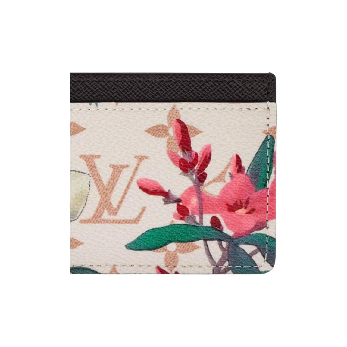 LOUIS VUITTON Floral Logo Coated Canvas Small Card Holder in Beige and Brown - M28919