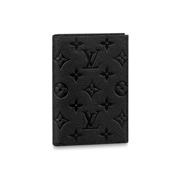 LOUIS VUITTON Monogram Empreinte Cowhide Leather Passport Holder in Black - M63914