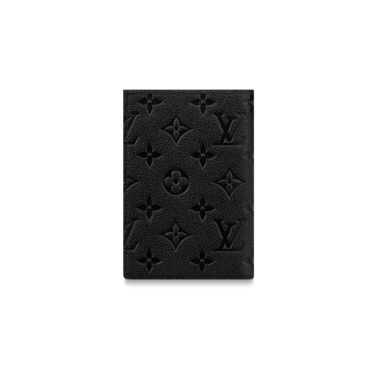 LOUIS VUITTON Monogram Empreinte Cowhide Leather Passport Holder in Black - M63914