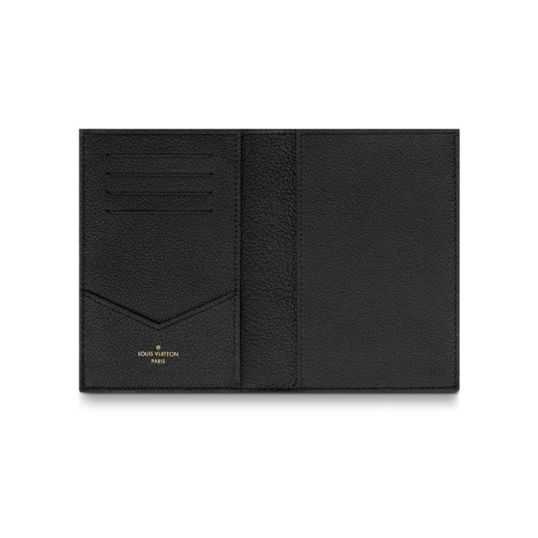 LOUIS VUITTON Monogram Empreinte Cowhide Leather Passport Holder in Black - M63914