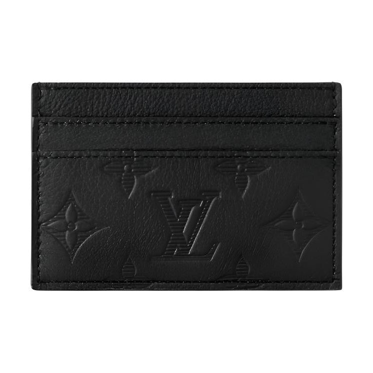 LOUIS VUITTON Monogram Calfskin Business Card Holder in Black - M81415